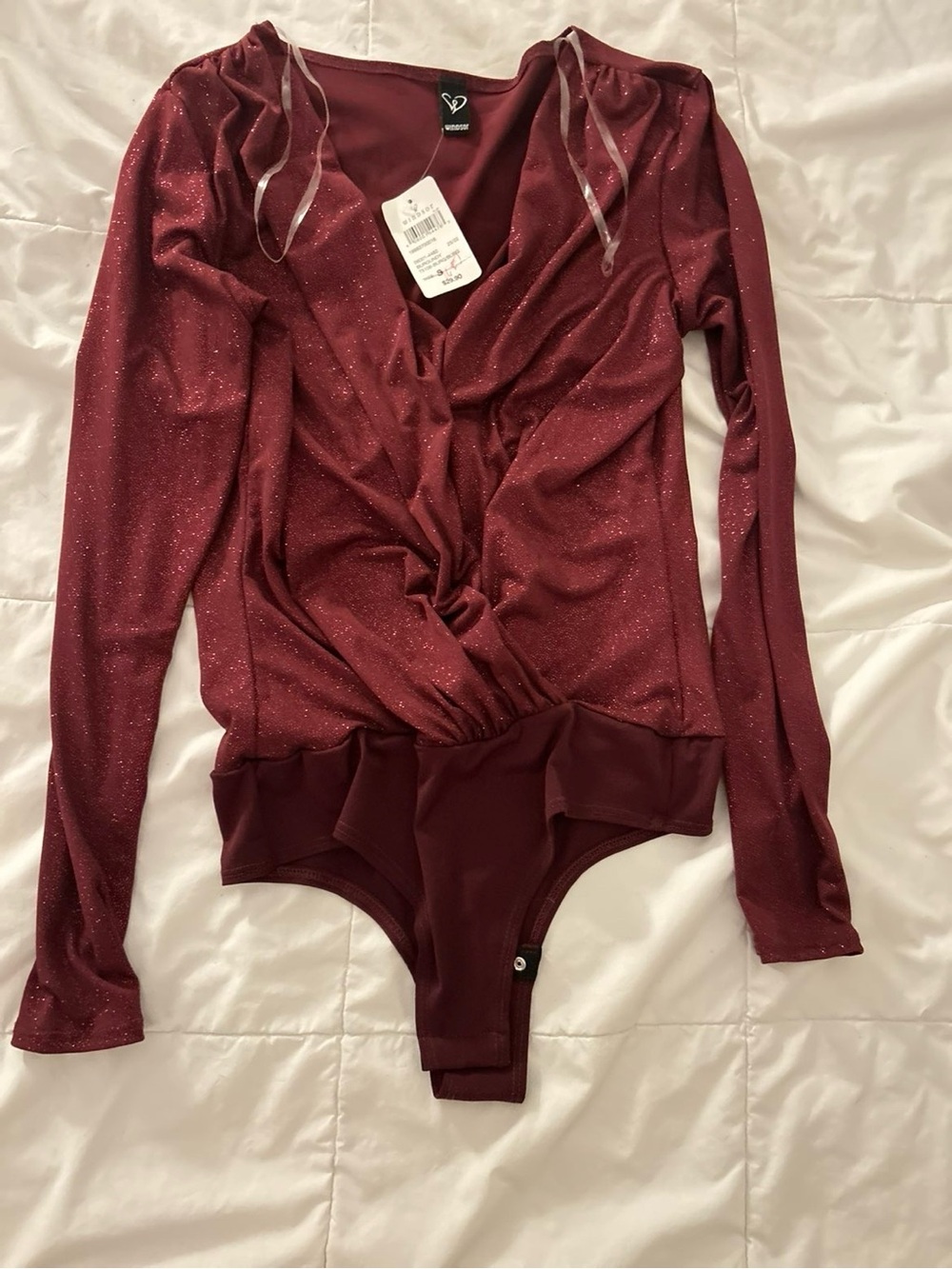 Windsor Burgundy Sparkle Wrap Bodysuit